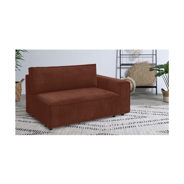 Modul pentru canapea cărămiziu cu tapițerie din catifea reiată  (cu colț pe partea dreaptă) Nihad modular – Bobochic Paris-image-1