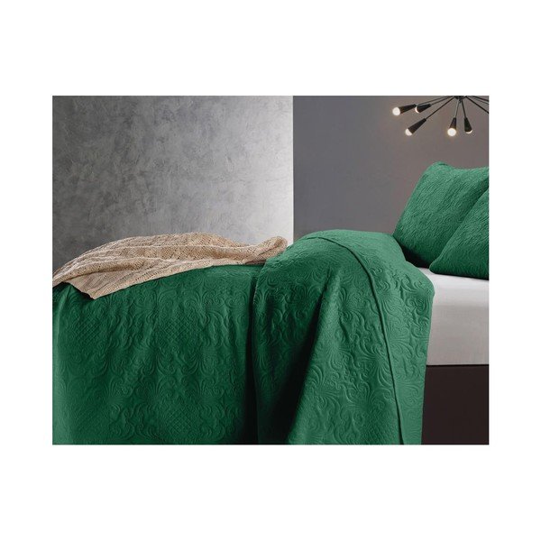 Cuvertură din micropercal cu 2 fețe de pernă Dreamhouse Velvet Clara, 180 x 250 cm, verde-image-2