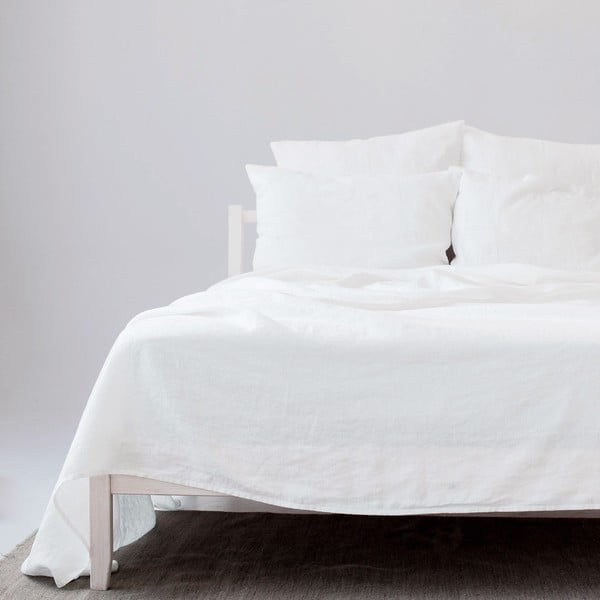 Cearceaf alb din amestec de in 230x270 cm – Linen Tales-image-2