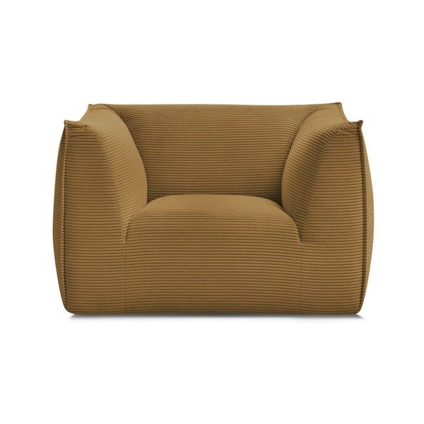 Fotoliu galben muștar cu tapițerie din catifea reiată Giorgia – Bobochic Paris-image-2