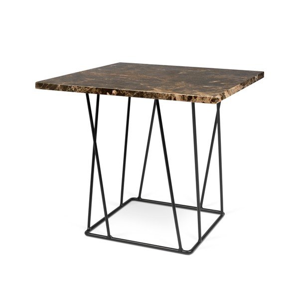 Măsuță TemaHome Helix din marmură, cu picioare negre, 50 cm, maro-image-1