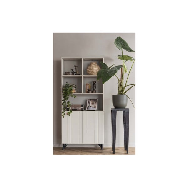 Bibliotecă crem din lemn de pin 90x200 cm Miller – WOOOD-image-1