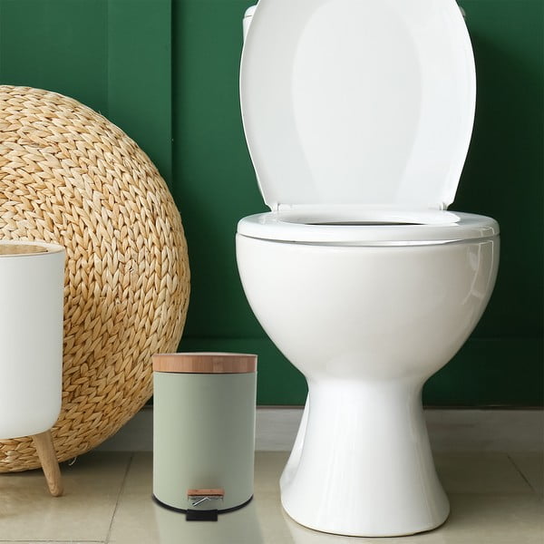 Coș de gunoi verde deschis cu pedală din metal 3 l Greenish – Orion-image-1