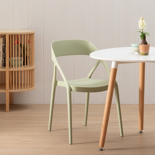 Scaune de dining verde-deschis 2 buc. din plastic – Ixia-image-1