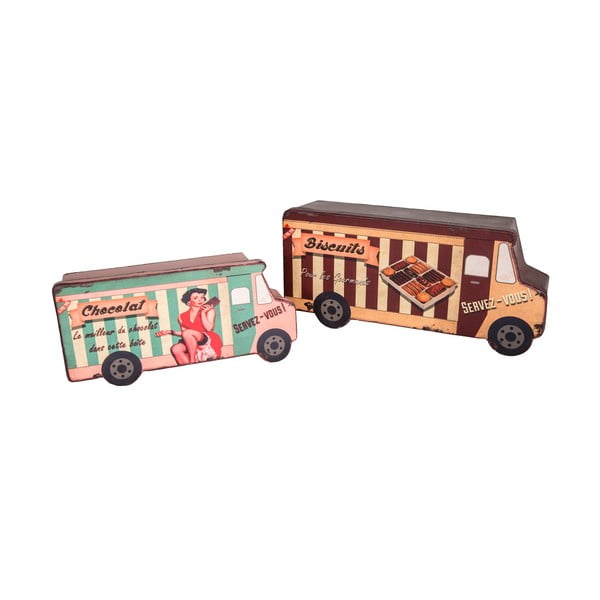 Set 2 cutii Antic Line Biscuit Van