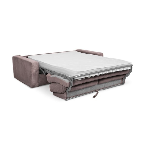 Canapea roz prăfuit extensibilă cu tapițerie din catifea reiată  195 cm Nona – Makamii-image-3