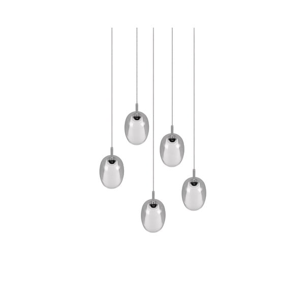 Lustră argintie cu abajur din sticlă ø 48 cm Barret – Trio Select-image-1