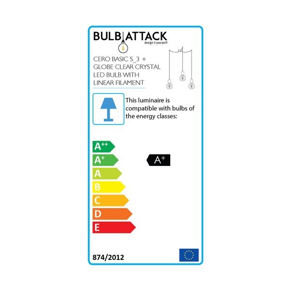 Lustră cu 3 becuri Bulb Attack Cero Basic Globe Clear, negru-image-2