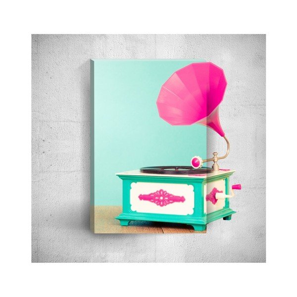Tablou de perete 3D Mosticx Pink Gramophone, 40 x 60 cm