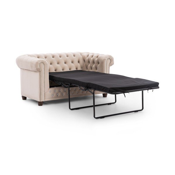 Canapea bej extensibilă cu tapițerie din catifea 148 cm York Blik – Ropez-image-2