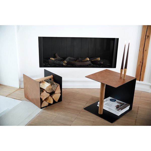 Cutie de depozitare neagră/în culoare naturală din metal și din piele ecologică decorativă 32x38x31 cm Bull – LIND DNA-image-2