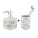 Set de accesorii de baie alb/albastru din ceramică Aquamarin – Wenko