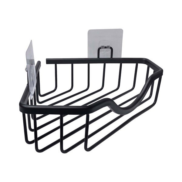 Raft pentru baie negru mat autoadeziv/pentru colț din aluminiu Filaire Aluminium – douceur d'intérieur-image-1