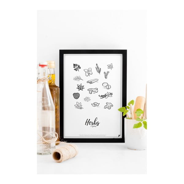 Poster Follygraph Herbs & Spices White, 30 x 40 cm