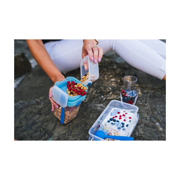 Cutie pentru prânz cu tacâmuri Vialli Design, 650ml+230m, albastru-image-3