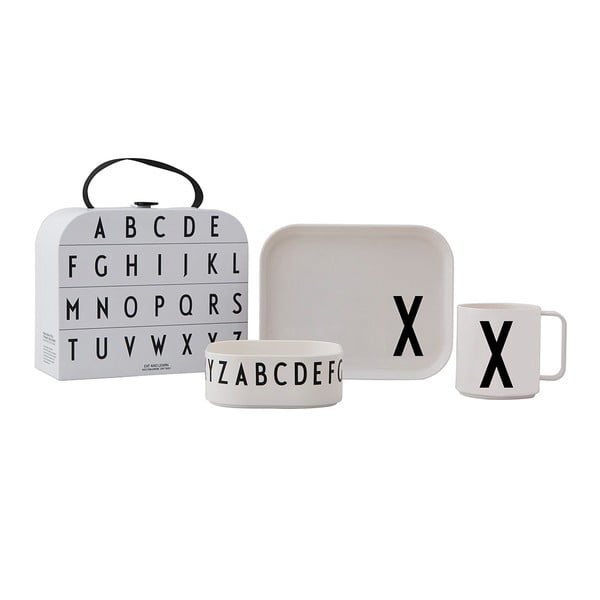 Set de luat masa pentru copii din 3 piese cu valiză Design Letters Classics X