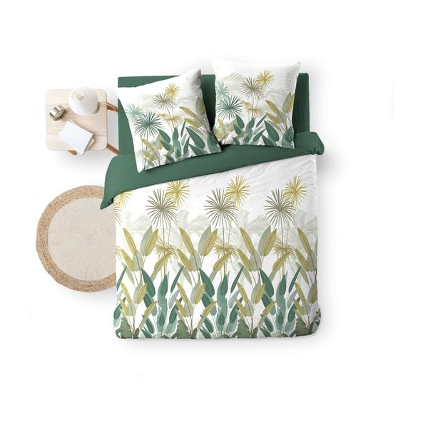Lenjerie de pat albă-verde din bumbac pentru pat dublu, extinsă 240x220 cm Otika – douceur d'intérieur-image-4