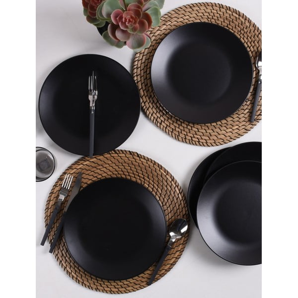 Farfurii din ceramică negru mat 6 buc. ø 25 cm – Hermia-image-1