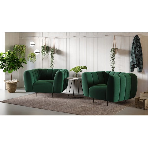 Fotoliu cu tapițerie din catifea Ghado Shel, verde închis-image-1