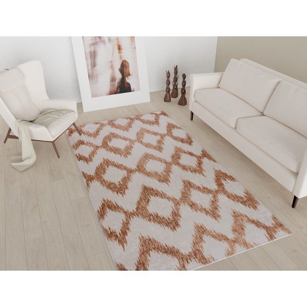 Covor tip traversă alb/portocaliu lavabil 80x200 cm – Vitaus-image-1