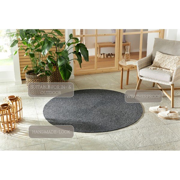 Covor gri rotund de exterior  ø 150 cm - NORTHRUGS-image-4