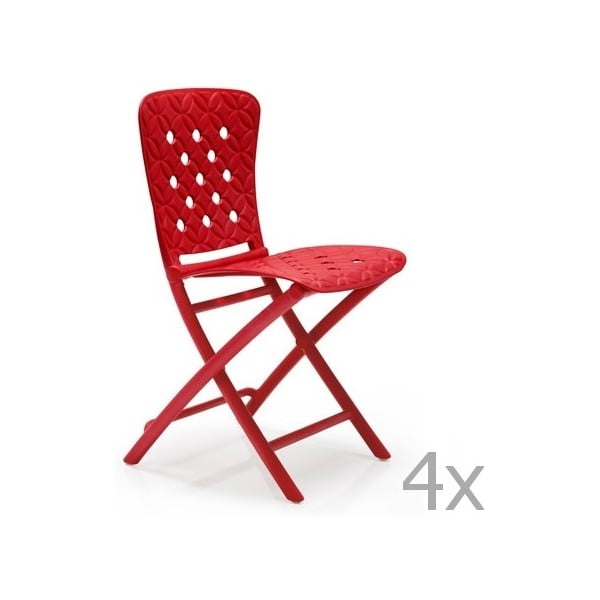Set 4 scaune de grădină Nardi Zac Classic Spring, roșu