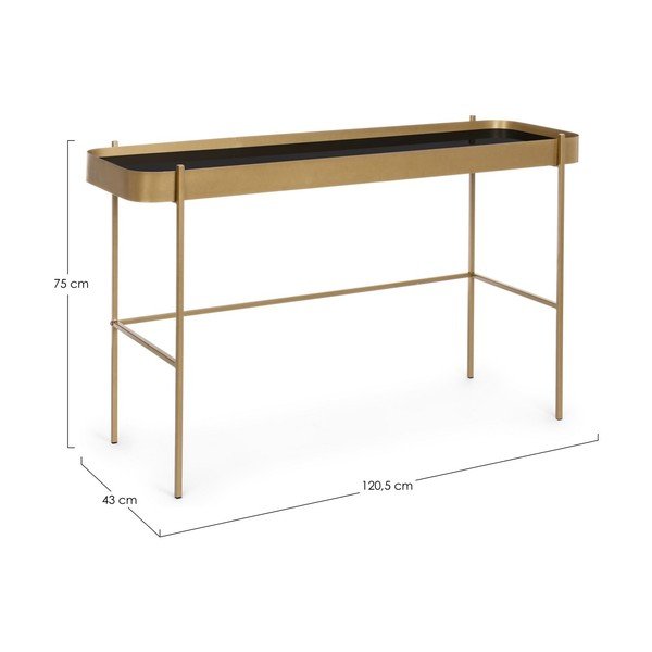 Masă consolă aurie cu blat din sticlă 43x120,5 cm Rashida – Bizzotto-image-4