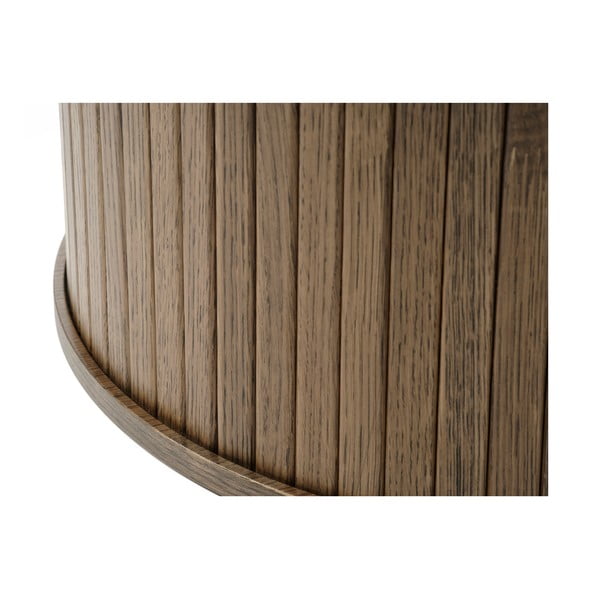 Măsuță de cafea maro rotundă cu aspect de lemn de stejar ø 90 cm Nola – Unique Furniture-image-1