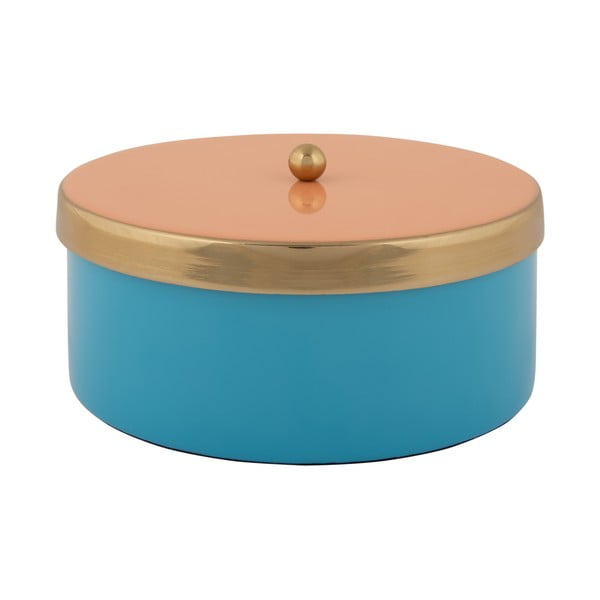 Cutie de depozitare albastră din metal decorativă ø 16x6 cm Double Funky – PT LIVING