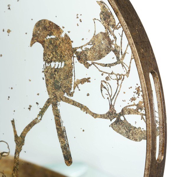 Tavă cu sticlă Ixia Gold Birds, auriu-image-3