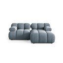Colțar modular albastru deschis cu tapițerie din catifea (cu colț pe partea dreaptă/cu șezlong) Bellis – Micadoni 