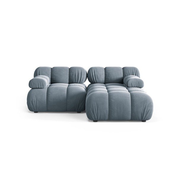 Colțar modular gri cu tapițerie din catifea (cu colț pe partea dreaptă/cu șezlong) – Micadoni 