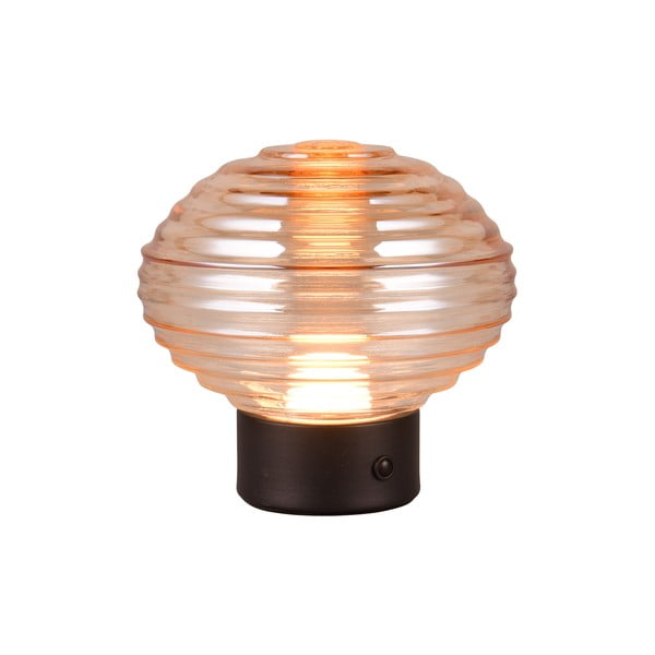 Veioză neagră/bej LED cu intensitate reglabilă cu abajur din sticlă (înălțime 14,5 cm) Earl – Reality-image-1