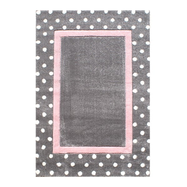 Covor pentru copii Happy Rugs Dots, 120x180 cm, gri - roz