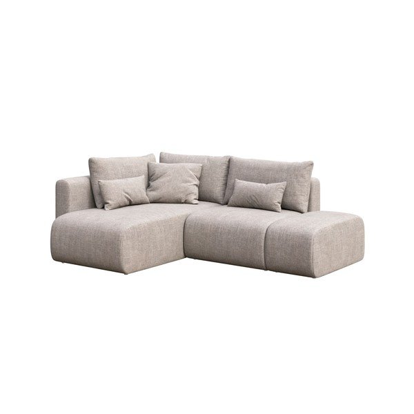 Colțar gri deschis extensibil, cu spațiu de depozitare (cu colț pe partea stângă / cu șezlong) Lumine – Ghado-image-2