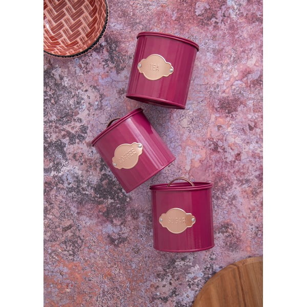 Recipiente de alimente roșii din oțel în set de 3 - Kitchen Craft-image-2
