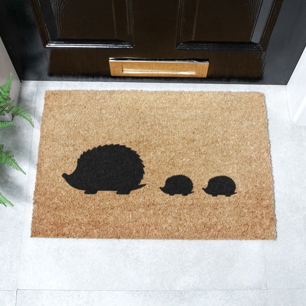 Covoraș de intrare din fibre de nucă de cocos 40x60 cm Hedgehog Family – Artsy Doormats-image-2