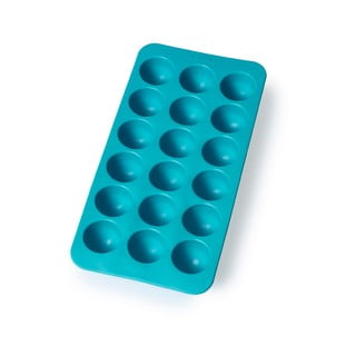 Formă din silicon pentru gheață Lékué Round, 18 cuburi, turcoaz