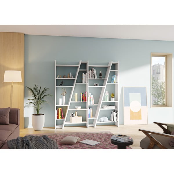 Bibliotecă TemaHome Delta, alb mat-image-1