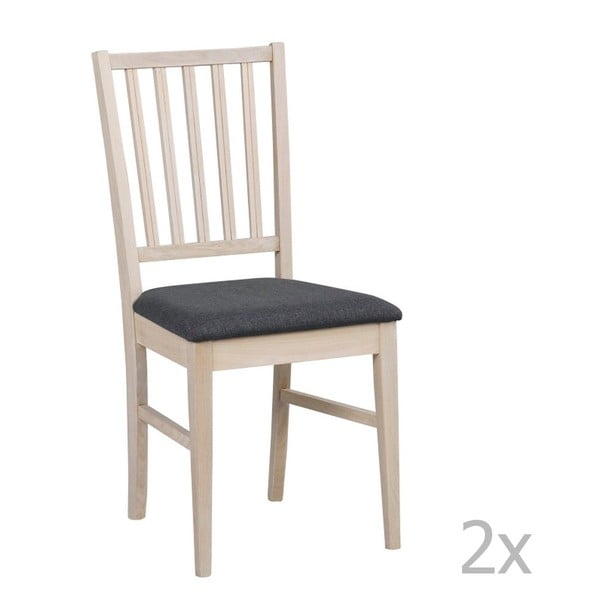 Set 2 scaune din lemn de stejar cu șezut gri Folke  Filippa, alb