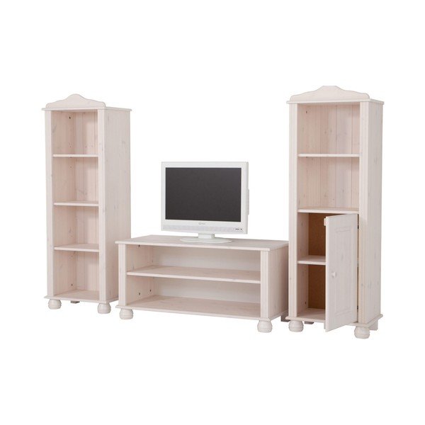 Set 3 piese de mobilier din lemn de pin pentru livingStøraa Ella, alb-image-1