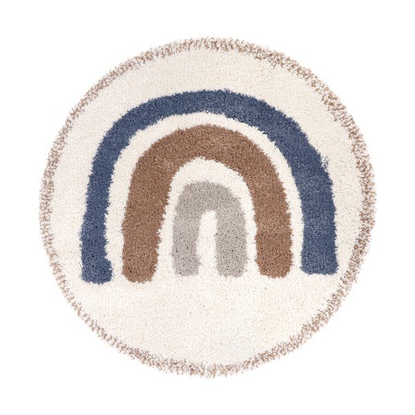 Covor pentru copii bej crem din amestec de iută ø120 cm Bohemian Rainbow Bleu – Nattiot