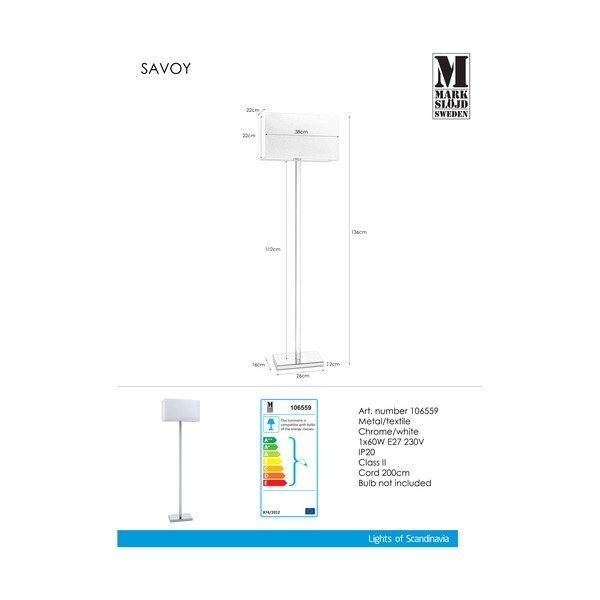 Lampadar Markslöjd Savoy, alb-image-1