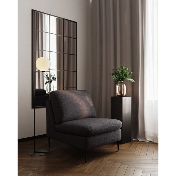 Fotoliu negru cu tapițerie din stofă bouclé Moilo – MESONICA-image-1