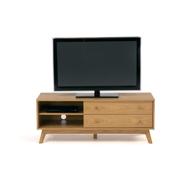 Comodă TV în culoare naturală cu aspect de lemn de stejar 130x50 cm Kensal – Woodman-image-4