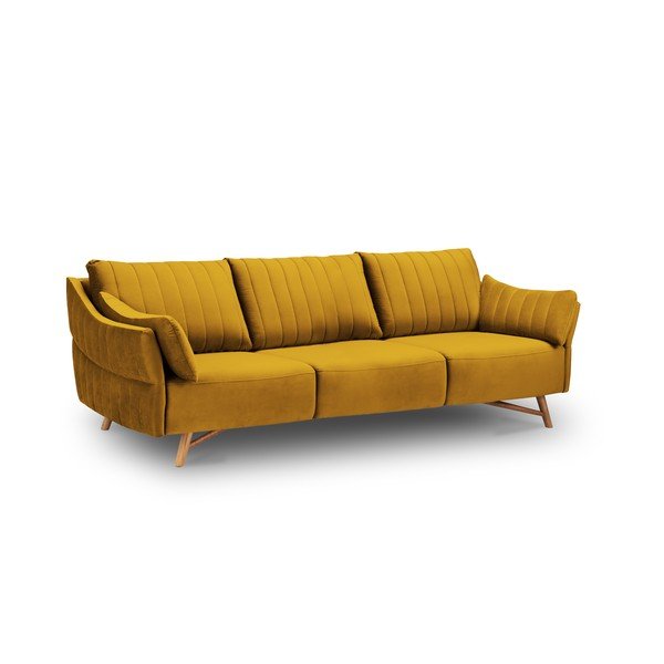Canapea cu tapițerie de catifea Interieur 86 Elysée, 232 cm, galben muștar-image-4