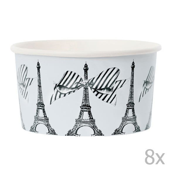 Set 8 cupe hârtie pentru înghețată cu lingurițe Miss Étoile Paris