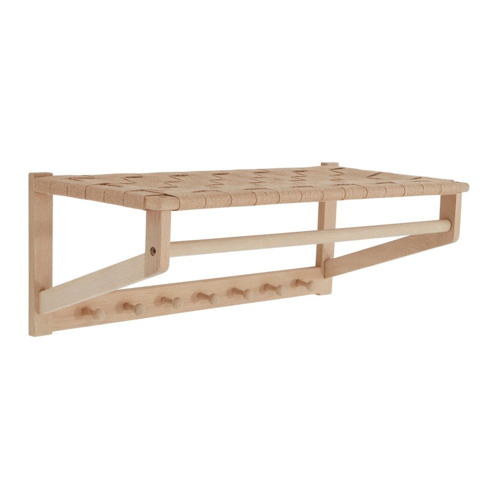 Cuier de perete în culoare naturală cu raft din lemn de stejar 80 cm Oslo – Jotex