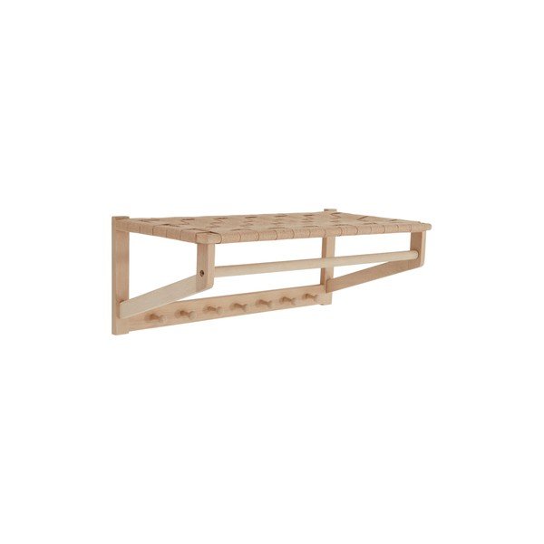 Cuier de perete în culoare naturală cu raft din lemn de stejar 80 cm Oslo – Jotex