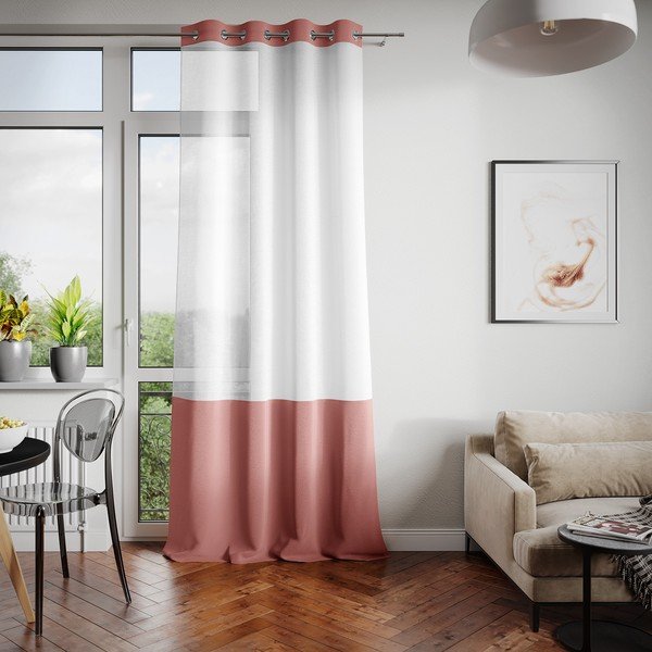 Perdea AmeliaHome Irvelette Eyelets, 140 x 250 cm, alb-maro-image-1